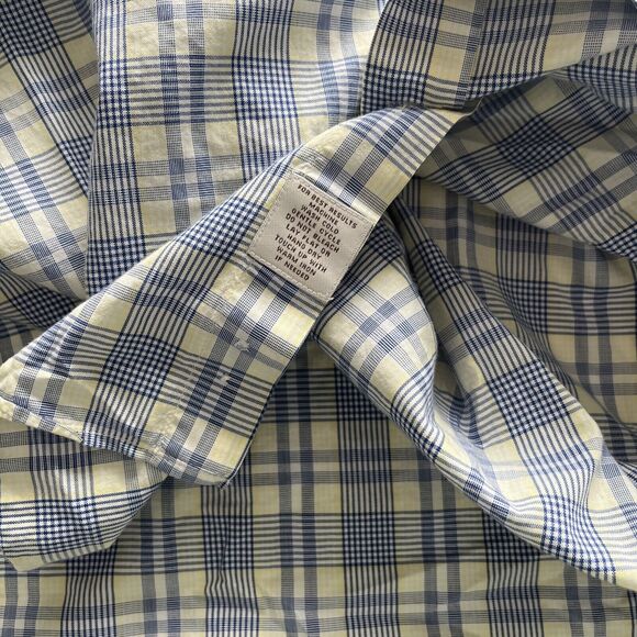 Peter Millar Mens Long Sleeve Blue Yellow Plaid Button Down Shirt Size Large - Picture 4 of 15